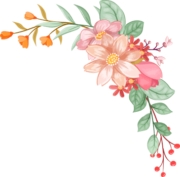 Orange Flower Arrangement with watercolor style png