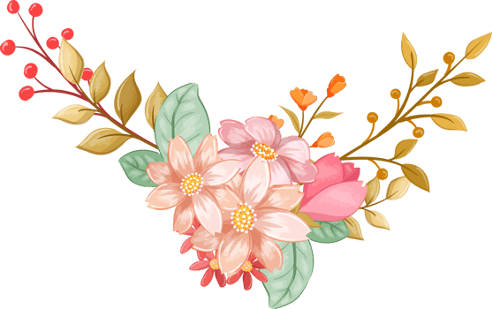 Orange Flower Arrangement with watercolor style png