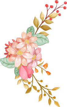 Orange Flower Arrangement with watercolor style png