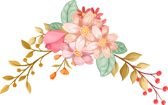 Orange Flower Arrangement with watercolor style png