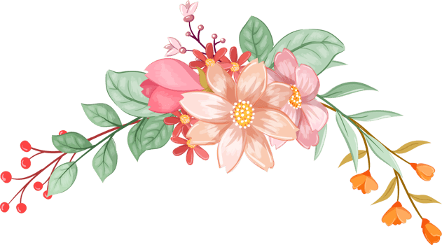 Orange Flower Arrangement with watercolor style png