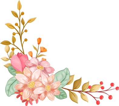 Orange Flower Arrangement with watercolor style png