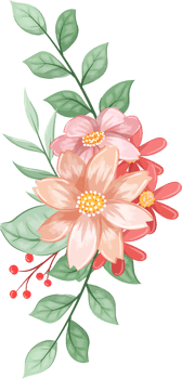 Orange Flower Arrangement with watercolor style png