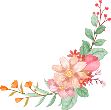 Orange Flower Arrangement with watercolor style png