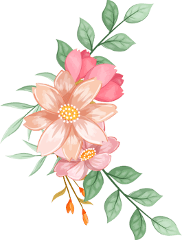Orange Flower Arrangement with watercolor style png