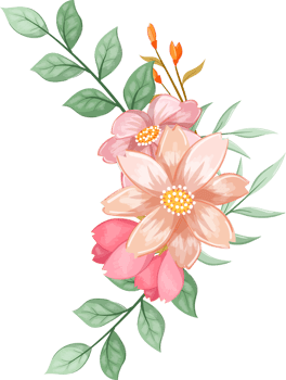 Orange Flower Arrangement with watercolor style png