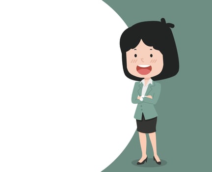 business woman standing with crossed arms background vector