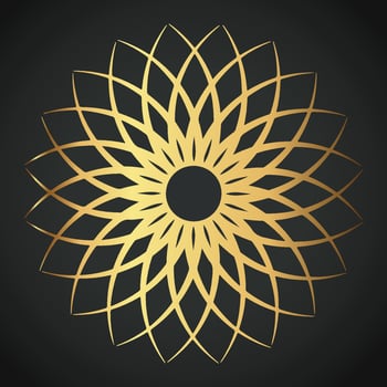 Snowflake Ornament Vector golden color on black background
