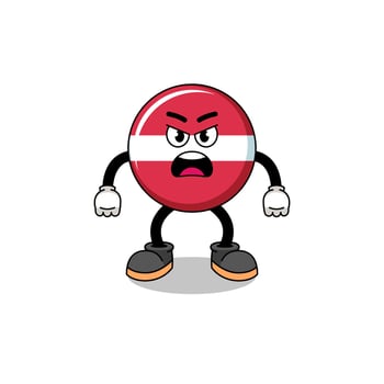 latvia flag cartoon illustration with angry expression vector