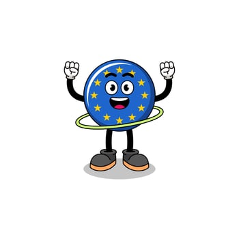 Character Illustration of europe flag playing hula hoop vector