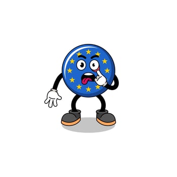 Character Illustration of europe flag with tongue sticking out vector