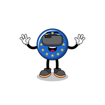 Illustration of europe flag with a vr headset vector