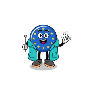 Illustration of europe flag mascot as a dentist vector