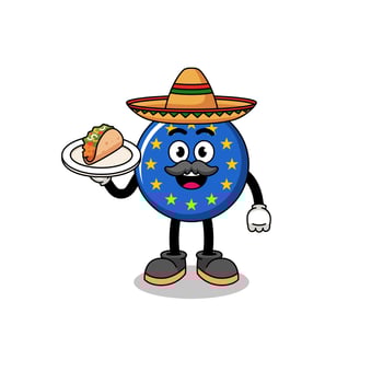 Character cartoon of europe flag as a mexican chef vector