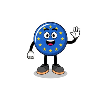 europe flag cartoon doing wave hand gesture vector