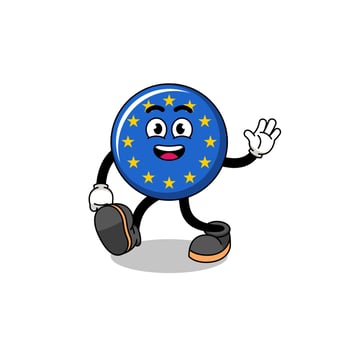 europe flag cartoon walking vector
