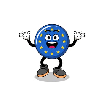 europe flag cartoon searching with happy gesture vector