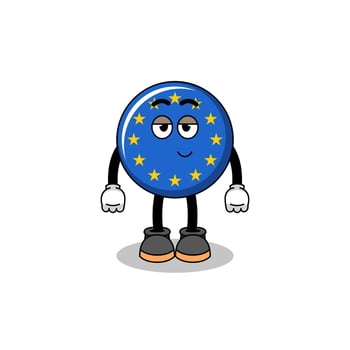 europe flag cartoon couple with shy pose vector