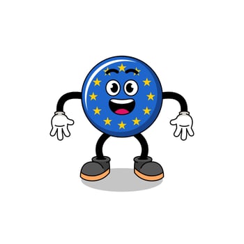 europe flag cartoon with surprised gesture vector