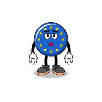 europe flag cartoon illustration with sad face vector