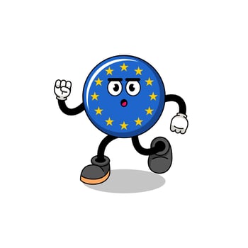 running europe flag mascot illustration vector