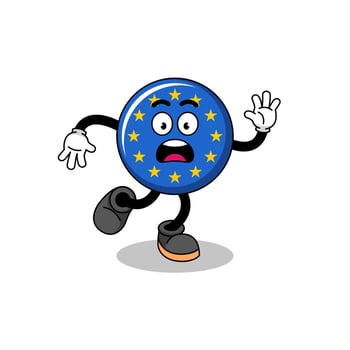 slipping europe flag mascot illustration vector