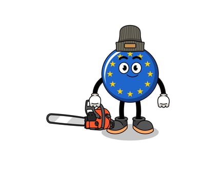 europe flag illustration cartoon as a lumberjack vector