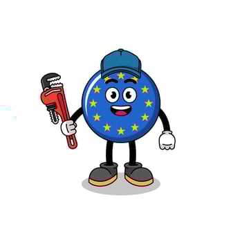 europe flag illustration cartoon as a plumber vector