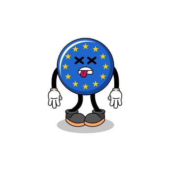 europe flag mascot illustration is dead vector