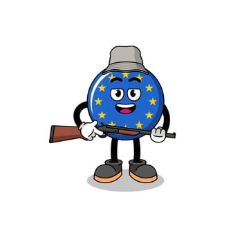 Cartoon Illustration of europe flag hunter vector