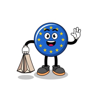 Cartoon of europe flag shopping vector