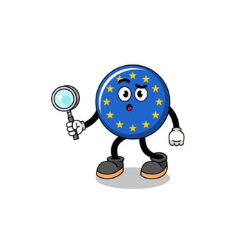 Mascot of europe flag searching vector