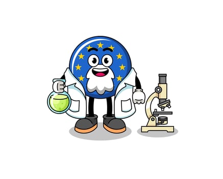 Mascot of europe flag as a scientist vector