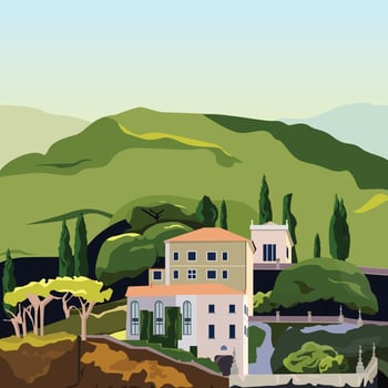 Italian Lake Como nice poster vector