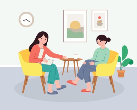 A Psychologist Giving Consultation To Her Patient vector