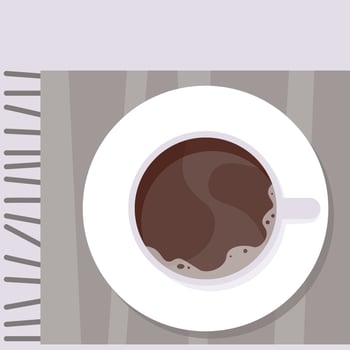 White cup of coffee on a checkered plaid vector