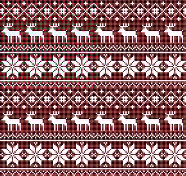 Christmas and New Year pattern at Buffalo Plaid. Festive background for design and print vector