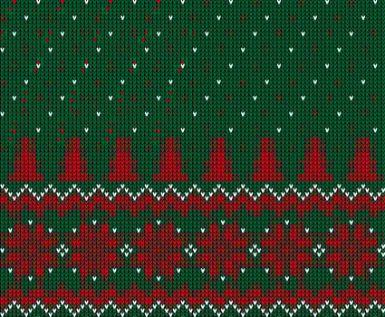 Knitted Christmas and New Year pattern in cow. Wool Knitting Sweater Design. Wallpaper wrapping paper textile print. vector