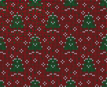 Knitted Christmas and New Year pattern. Wool Knitting Sweater Design. Wallpaper wrapping paper textile print. vector