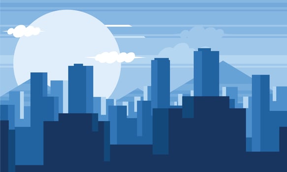 city sunrise background vector