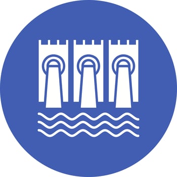 Dam Glyph Circle Icon vector