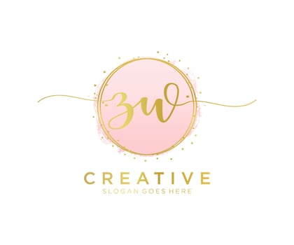 Initial ZW feminine logo. Usable for Nature, Salon, Spa, Cosmetic and Beauty Logos. Flat Vector Logo Design Template Element.