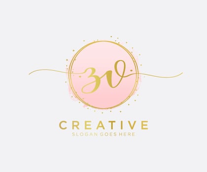 Initial ZV feminine logo. Usable for Nature, Salon, Spa, Cosmetic and Beauty Logos. Flat Vector Logo Design Template Element.