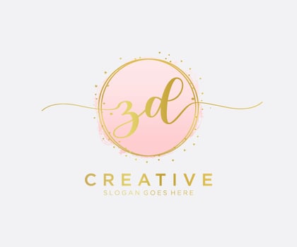 Initial ZD feminine logo. Usable for Nature, Salon, Spa, Cosmetic and Beauty Logos. Flat Vector Logo Design Template Element.