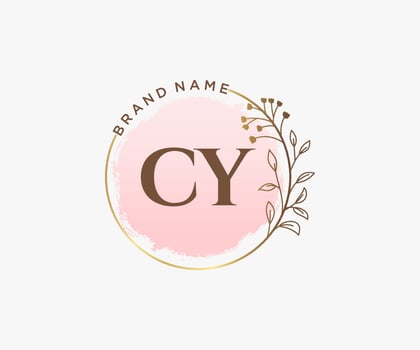 Initial CY feminine logo. Usable for Nature, Salon, Spa, Cosmetic and Beauty Logos. Flat Vector Logo Design Template Element.