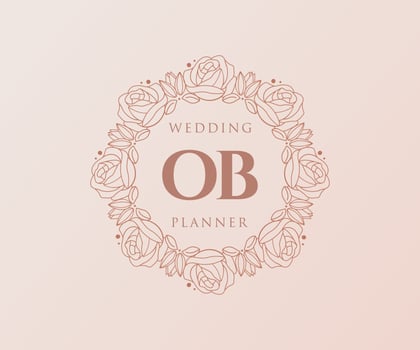 OB Initials letter Wedding monogram logos collection, hand drawn modern minimalistic and floral templates for Invitation cards, Save the Date, elegant identity for restaurant, boutique, cafe in vector