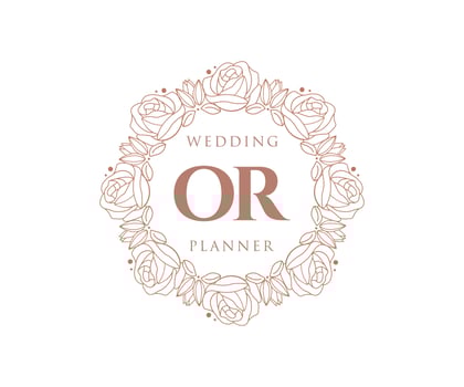 OR Initials letter Wedding monogram logos collection, hand drawn modern minimalistic and floral templates for Invitation cards, Save the Date, elegant identity for restaurant, boutique, cafe in vector