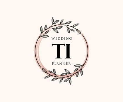 TI Initials letter Wedding monogram logos collection, hand drawn modern minimalistic and floral templates for Invitation cards, Save the Date, elegant identity for restaurant, boutique, cafe in vector