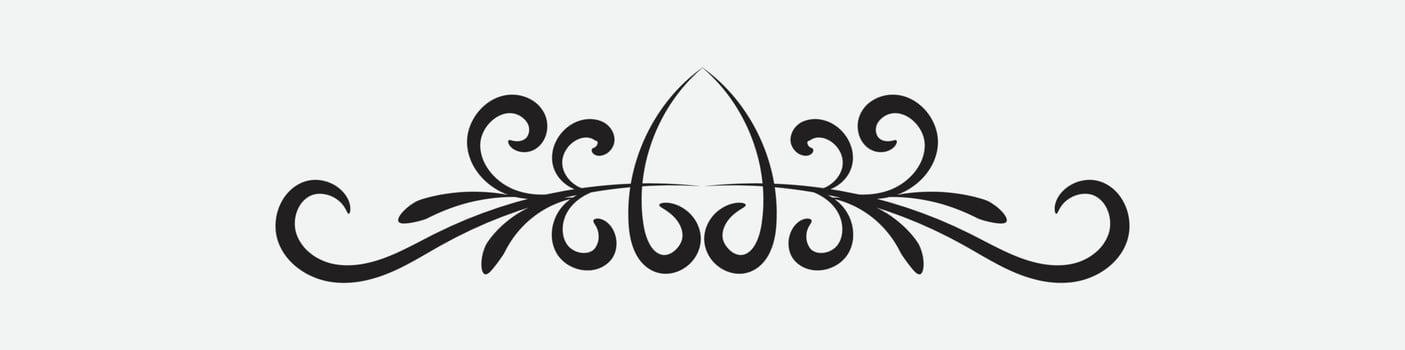 ornamental filigree flourish and thin divider. Classical vintage element, vector illustration