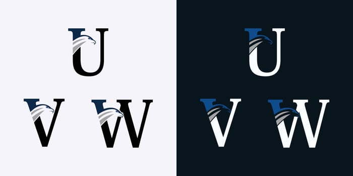 set of letter logo design with eagle head concept vector